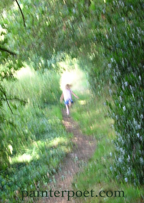 small person disappearing down the path